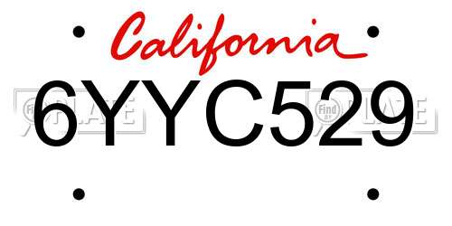 6YYC529 California License Plate
