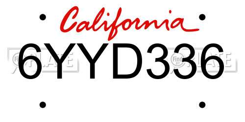 6YYD336 California License Plate