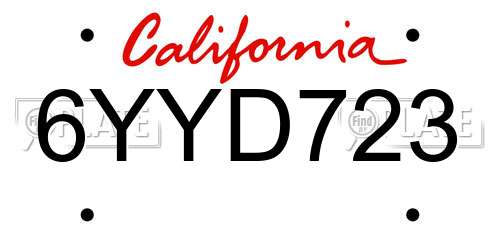 6YYD723 California License Plate