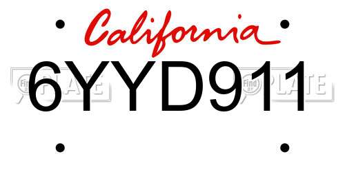 6YYD911 California License Plate