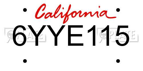 6YYE115 California License Plate