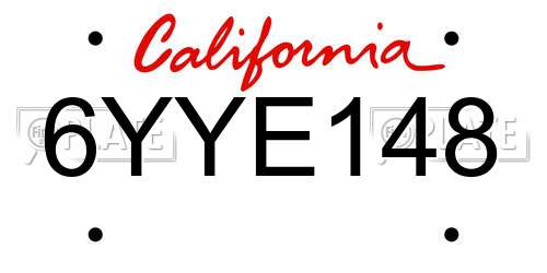 6YYE148 California License Plate