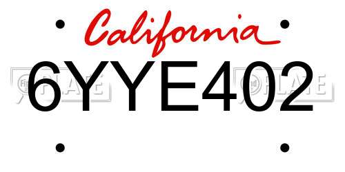 6YYE402 California License Plate