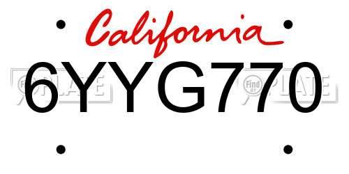 6YYG770 California License Plate