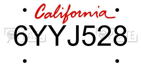 6YYJ528 California License Plate