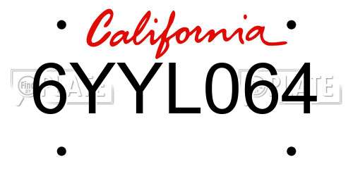 6YYL064 California License Plate