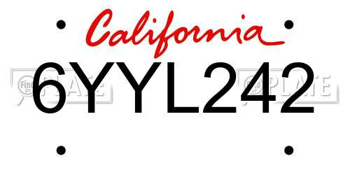 6YYL242 California License Plate
