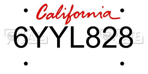 6YYL828 California License Plate