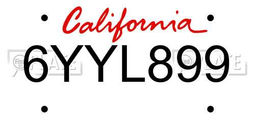 6YYL899 California License Plate