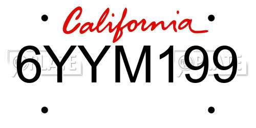 6YYM199 California License Plate