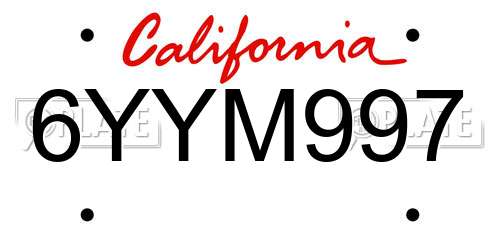 6YYM997 California License Plate