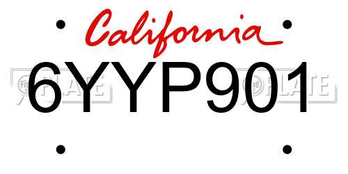 6YYP901 California License Plate