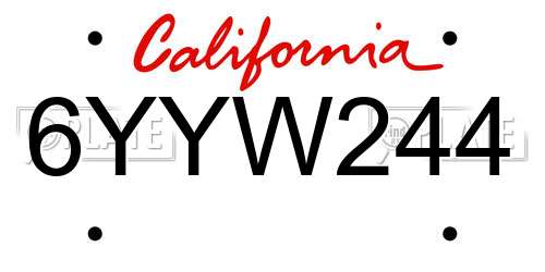 6YYW244 California License Plate