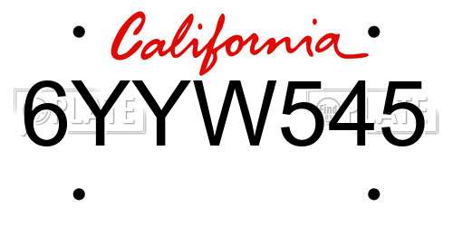 6YYW545 California License Plate