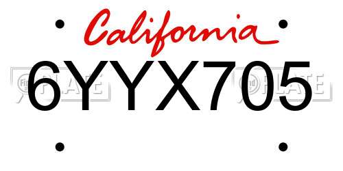 6YYX705 California License Plate