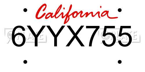6YYX755 California License Plate