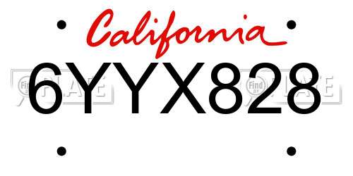 6YYX828 California License Plate