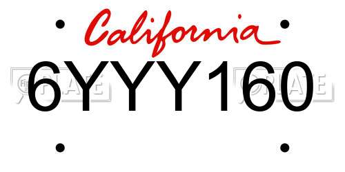 6YYY160 California License Plate