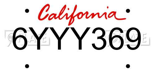 6YYY369 California License Plate