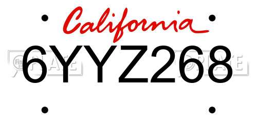 6YYZ268 California License Plate