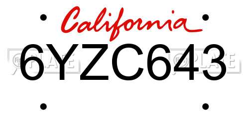 6YZC643 California License Plate