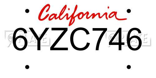 6YZC746 California License Plate