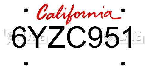 6YZC951 California License Plate