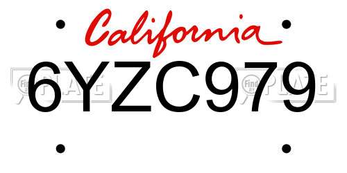 6YZC979 California License Plate