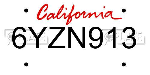 6YZN913 California License Plate