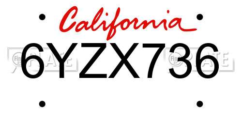 6YZX736 California License Plate