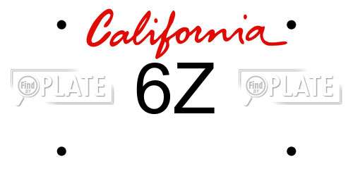 6Z California License Plate