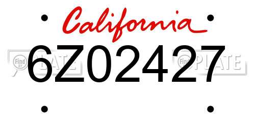 6Z02427 California License Plate