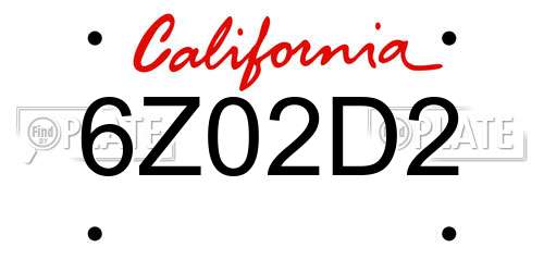 6Z02D2 California License Plate