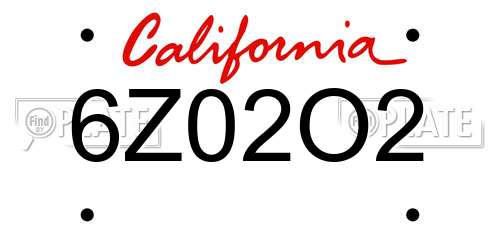 6Z02O2 California License Plate