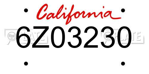 6Z03230 California License Plate