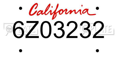 6Z03232 California License Plate