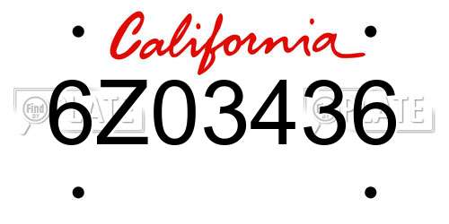 6Z03436 California License Plate