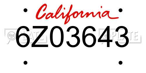 6Z03643 California License Plate