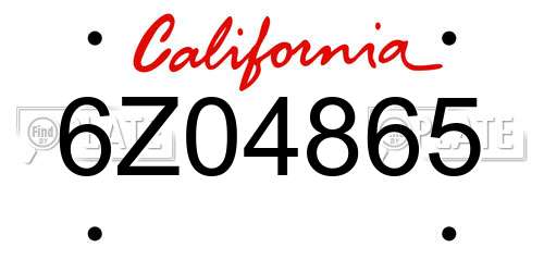 6Z04865 California License Plate