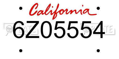 6Z05554 California License Plate
