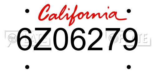 6Z06279 California License Plate