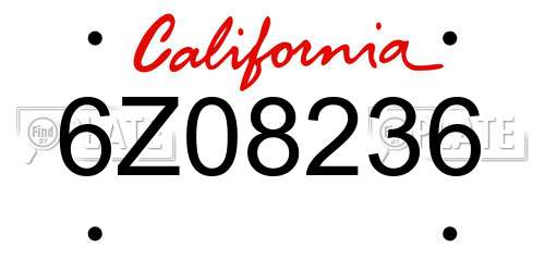6Z08236 California License Plate