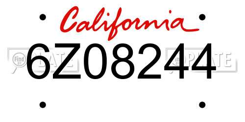6Z08244 California License Plate
