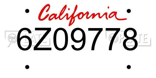 6Z09778 California License Plate