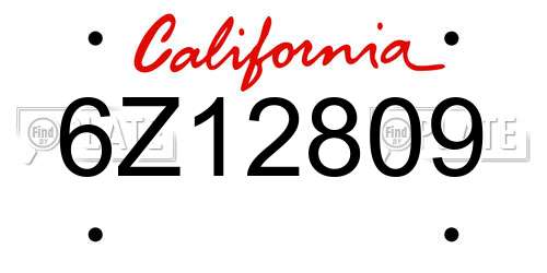 6Z12809 California License Plate