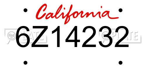 6Z14232 California License Plate