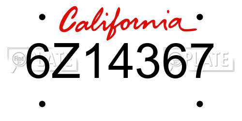 6Z14367 California License Plate