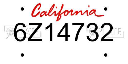 6Z14732 California License Plate