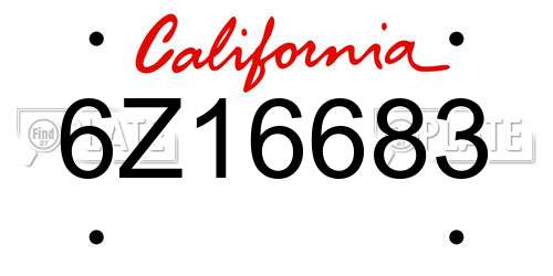 6Z16683 California License Plate
