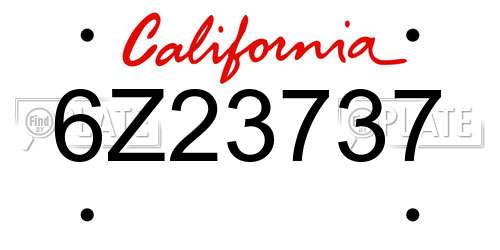 6Z23737 California License Plate